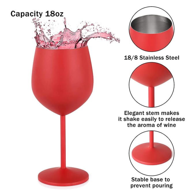 1 PIÈCE 18oz Verres à vin mats en acier inoxydable Rouge red
