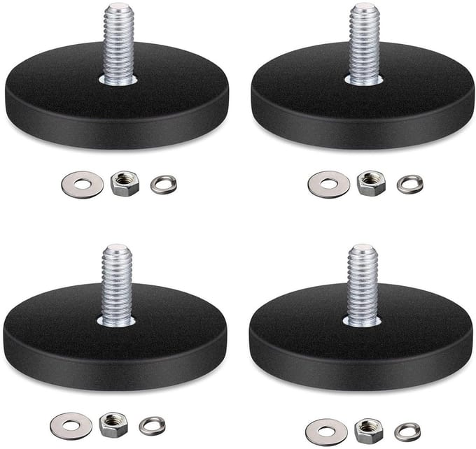 4x Sterke Neodymium Magneten met M6 Schroefdraad en Rubberen Beschermhuls - Ø 43mm