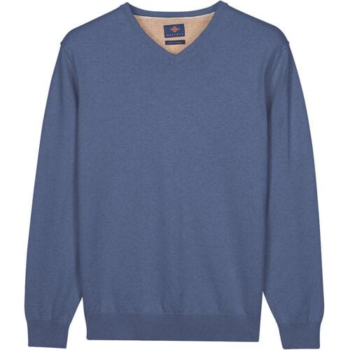 Baileys – Heren Trui – V-hals Pullover – Pima Katoen - Riviera Blue – 618100-645
