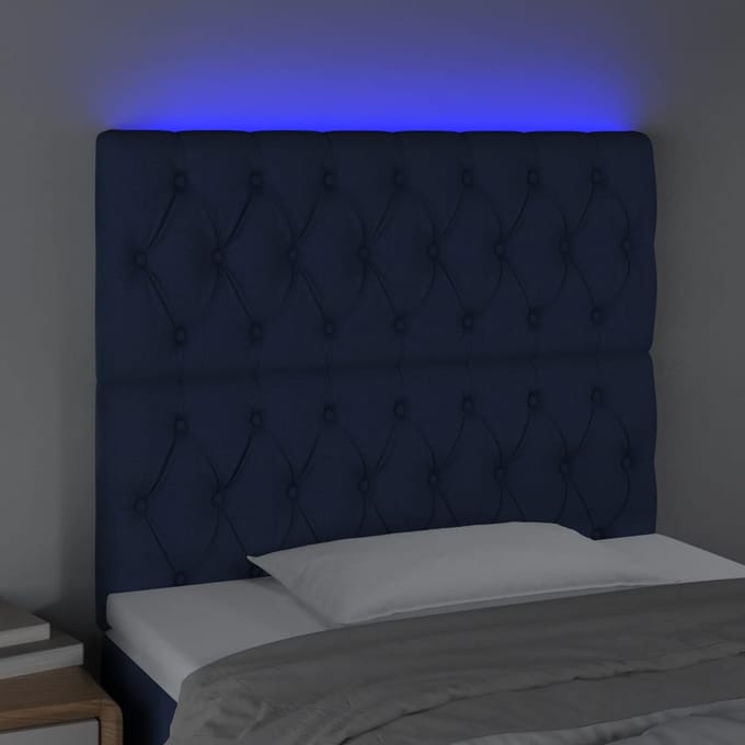 vidaXL - Hoofdbord - LED - 100x7x118/128 - cm - stof - blauw