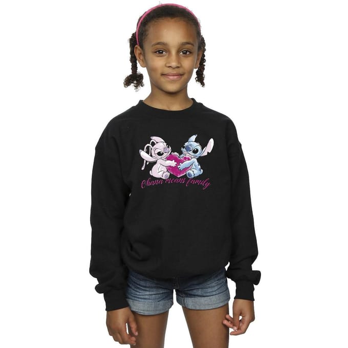 Disney Meisjes Lilo En Stitch Ohana Hart Met Engel Sweatshirt (Wit)