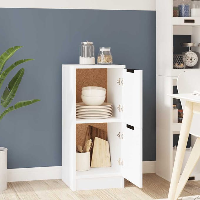 vidaXL - Dressoir - 30x30x70 - cm - bewerkt - hout - wit