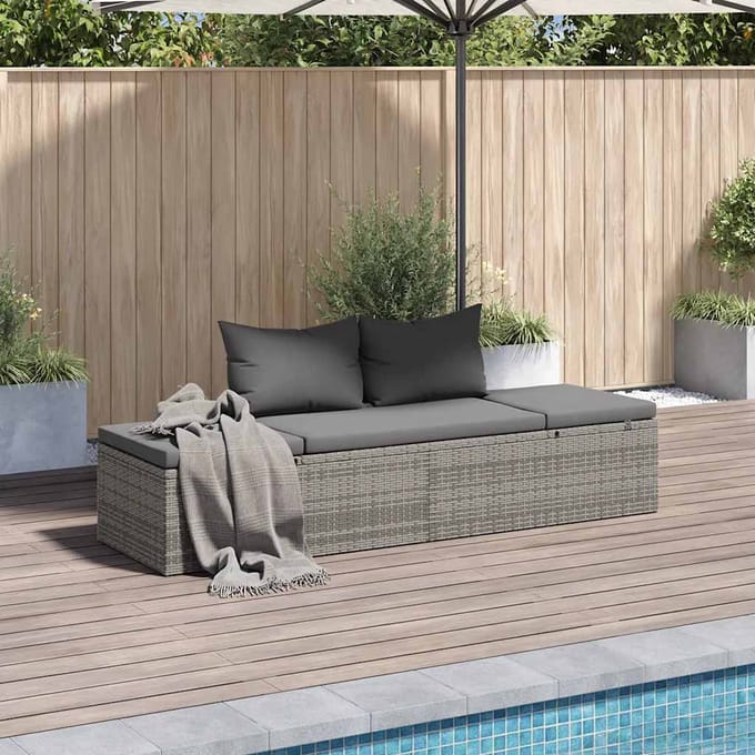 vidaXL - Tuinbed - 195x60 - cm - poly - rattan - grijs