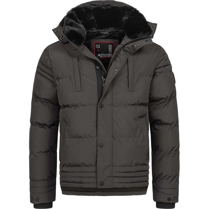 Alessandro Salvarini heren winterjas AS-281 met teddyvoering en afneembare capuchon