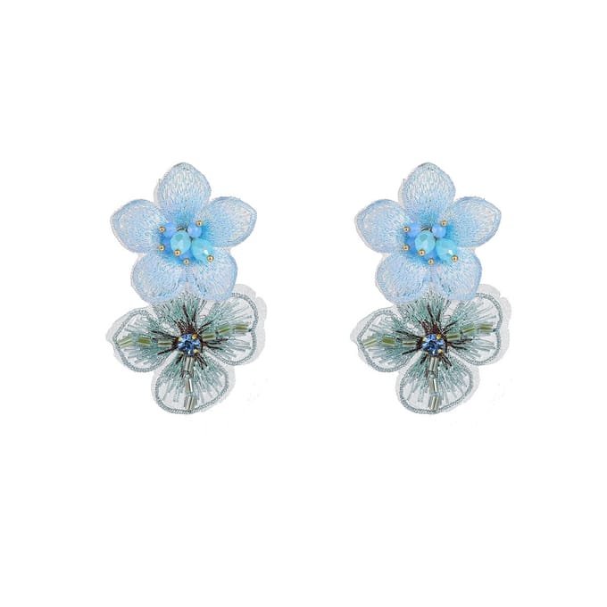 Go Dutch Label Oorknoppen Double Flower Stud Blue Sky