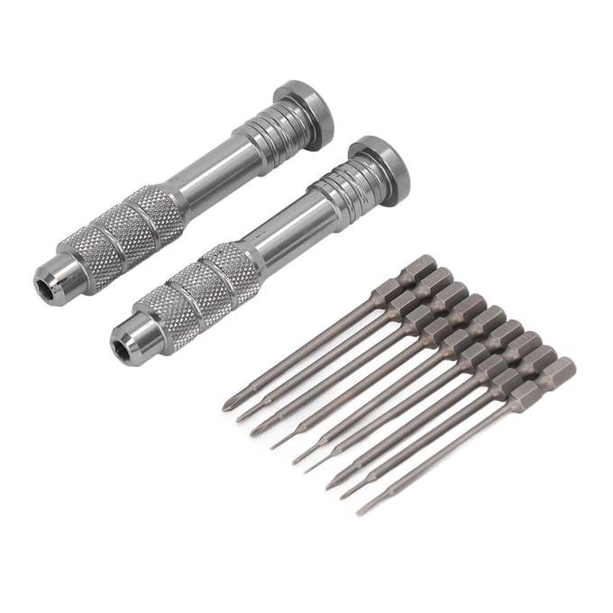Stalen Sleufschroevendraaierset met 9 Bits 2 Handvatten Handgereedschap voor Cameralens Computer Elektrisch gray