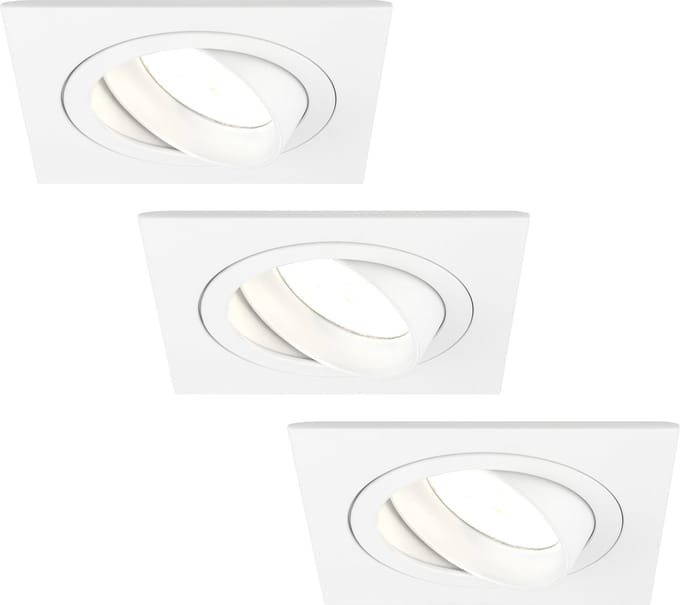 Ledvion - 3X LED Inbouwspot Sevilla - Dimbaar - 3W - 2700K - Ø92 mm - Wit