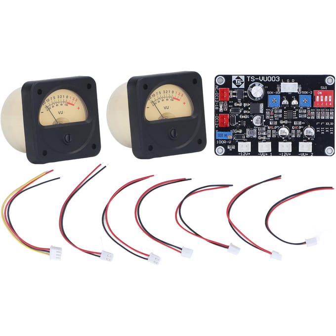 VU-meter met gele achtergrondverlichting, zeer nauwkeurige driverprintplaat, flexibele kabels voor opnamestudio black