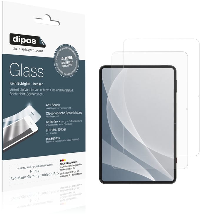 dipos – 2x Matte Pantserfolie geschikt voor Nubia Red Magic Gaming Tablet 5 Pro | 9H Screenprotector