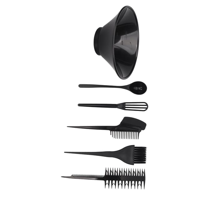 6 stuks Haarkleurset Professioneel Multifunctioneel Zacht Elastisch Nylon Borstel Haarkleurkom Borstelset black