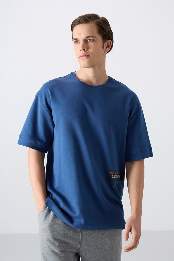 Overmaatse Katoenmix Ronde Hals T-Shirt