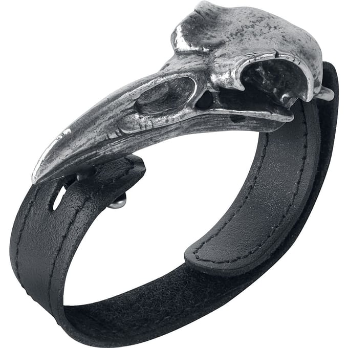 Alchemy Gothic - Gothic Lederen armband - Raven Skull - standaard