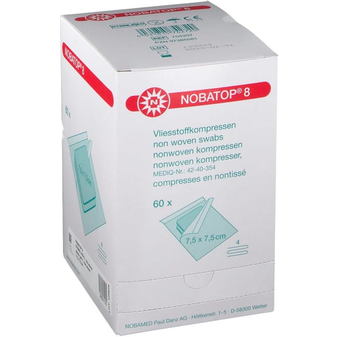 Nobatop 8 Kompres Steriel 2 N/W 7,5x 5cm 930010 60 Compressen