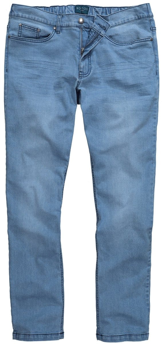 Boston Park - Heren - Coolmax-jeans 5-pocket Regular Fit elastische tailleband - Licht blauw denim - Maat 64
