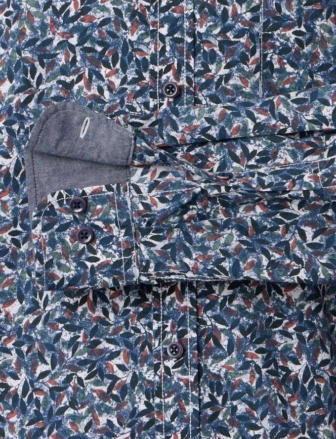 blauw geprint modern Casa Moda casual fit overhemd