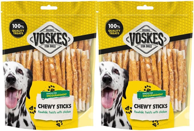 Voskes Hondensnack Rawhide Sticks Kip - 2 x 400 gr - Voordeelverpakking