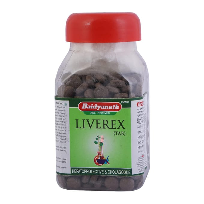 Baidyanath Jhansi Liverex 500 Tabletten Pak van 1 Voor Leverondersteuning En Verbetering van de Eetlust
