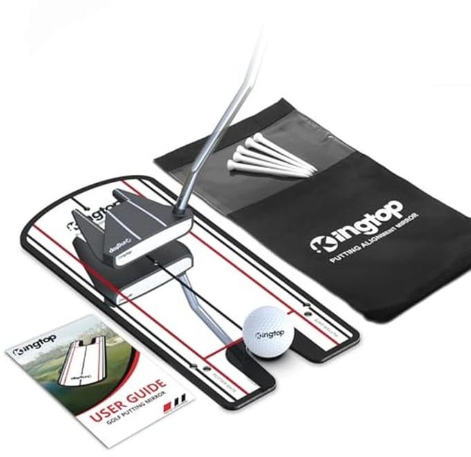 Golf Putting Alignment Spiegel met Putting Cup Combo - Draagbare Swing Training Hulpmiddelen en Oefening Trainer