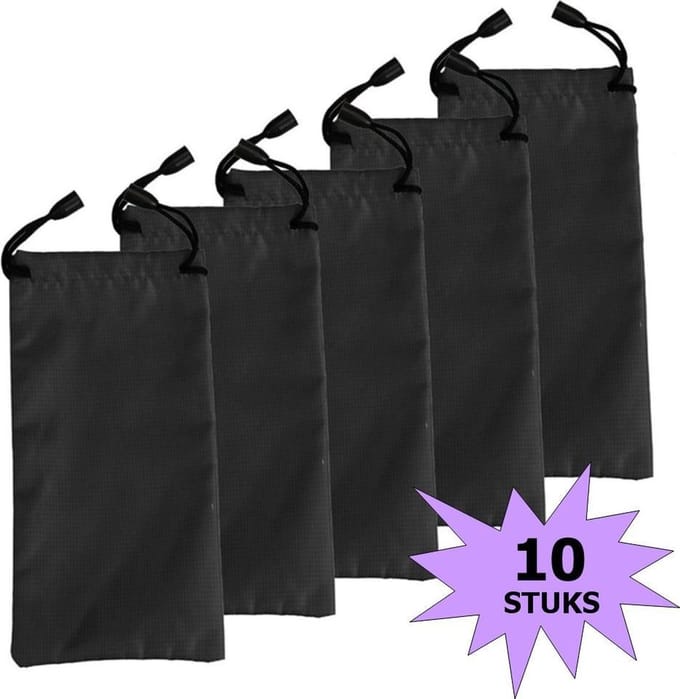 Fako Bijoux® - Microvezel Brillenhoes - Nylon - 17x8cm - Zwart - 10 Stuks