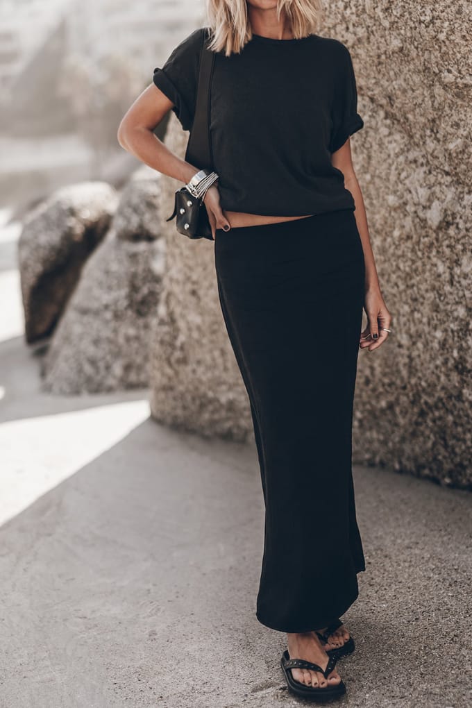Mikuta The Black Long Lyocell Skirt Größe: M | Maxiröcke Outlet | Damen | Schwarz