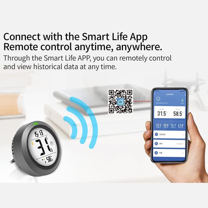 PT19DW Intelligente elektronische thermohygrometer Huisdetector WiFi Graffiti Klok lichtgrijze kleur