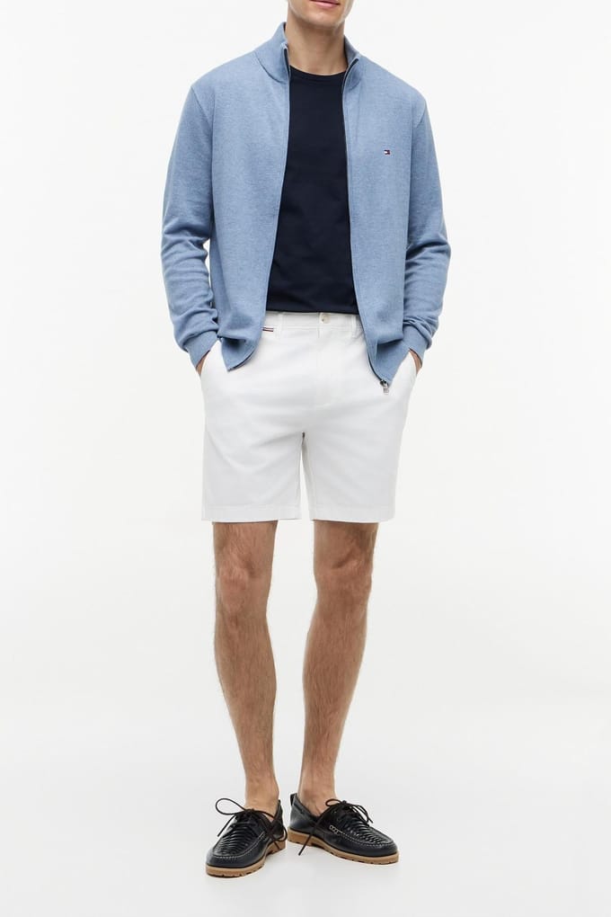 Tommy Hilfiger Essential Cotton Zip Brisk Blue Heather Größe: M | Cardigans Outlet | Herren | Blau