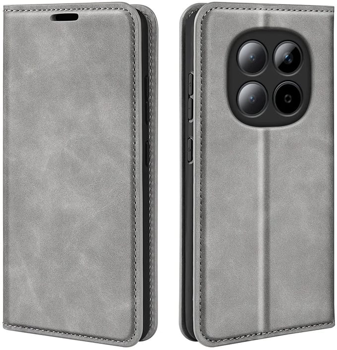 MobyDefend Hoesje - Geschikt voor Xiaomi Redmi Note 15 Pro Plus 5G - Luxe Wallet Bookcase (Magnetische Sluiting) - Grijs