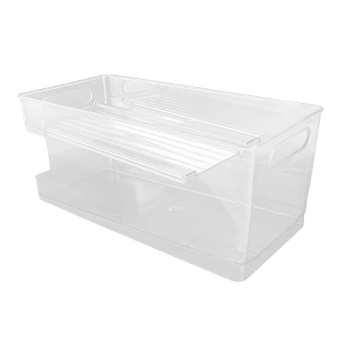 Dubbellaags Soda Blikjes Organizer Automatisch Rollend Transparant Drankblikjes Opbergorganizer voor white