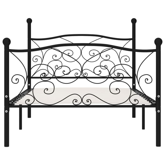 vidaXL - Bedframe - met - lattenbodem - metaal - zwart - 100x200 - cm