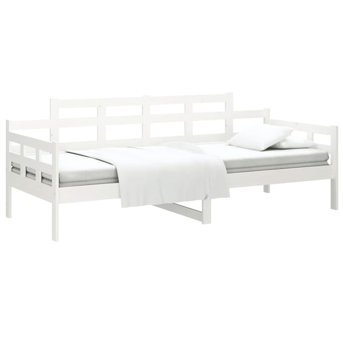 vidaXL - Slaapbank - massief - grenenhout - wit - 90x200 - cm