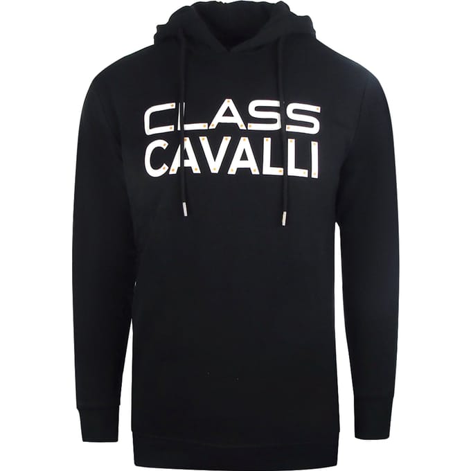 Cavalli Class zwarte hoodie met omgekeerd logo