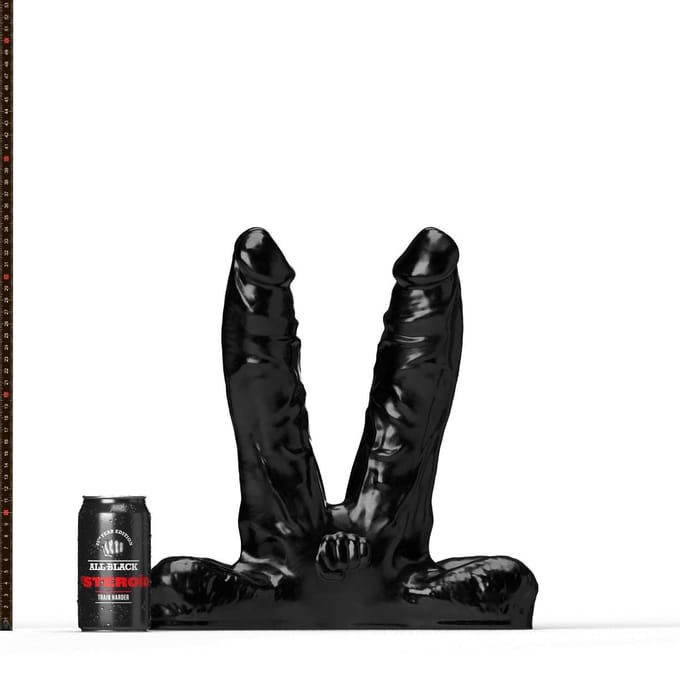 All Black Steroïd - Teamwork - Dildo - 34,5 x 7,2 cm - zwart