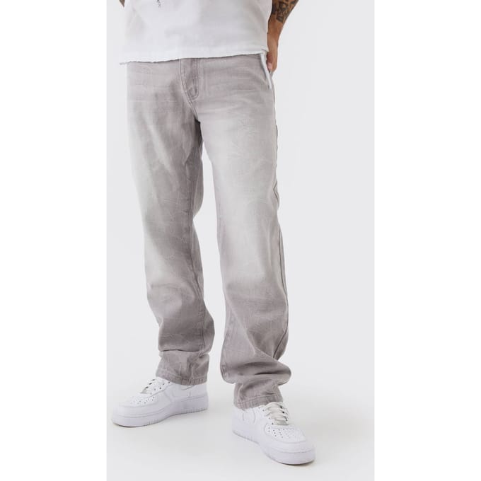 Straight Rigid Getinte Gewassen Denim Jeans | Light Grey | Size 34R