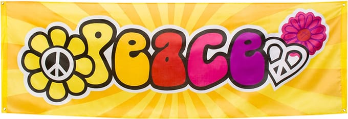 Boland - Polyester banner 'Peace' - Geen thema - Verjaardag - Flower Power - Feestversiering - Hippie