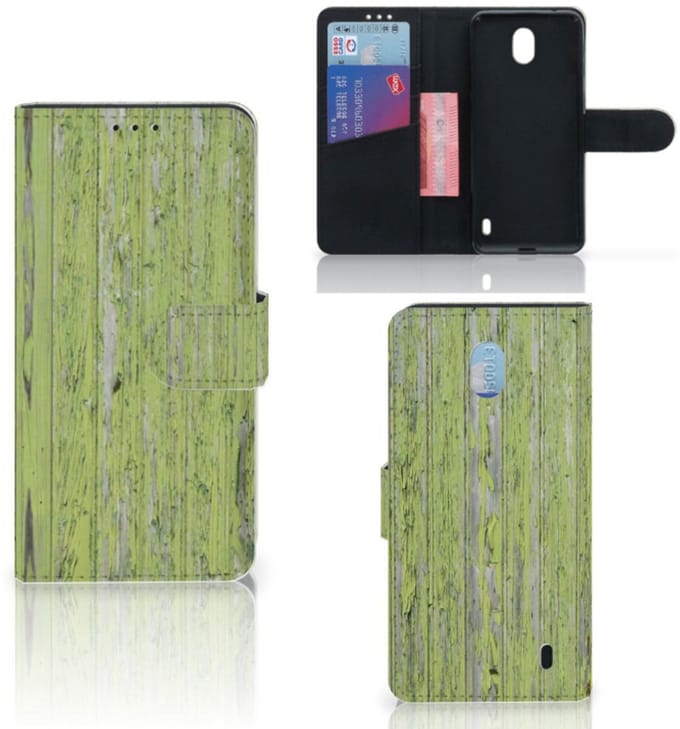 Nokia 1 Plus Book Style Case Green Wood