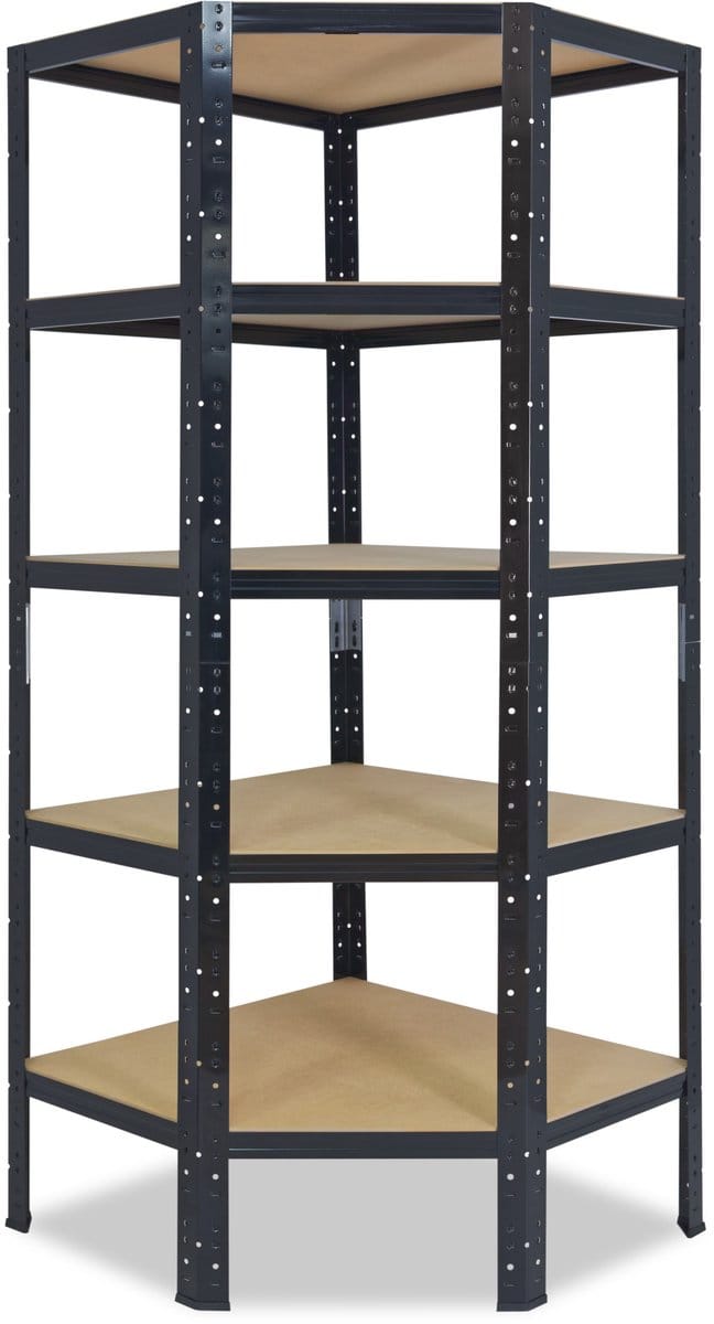 Shelfplaza BLACK hoekstelling - 180x90x60 cm - zwart - 5 planken