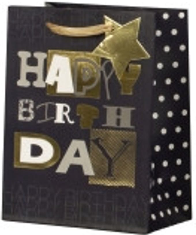 Cadeautas - Luxe Geschenktas - Cadeauzak - Geschenkzak - A5 - Zwart/Goud