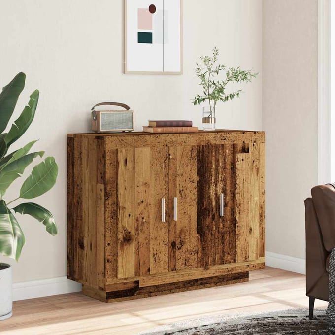 vidaXL - Dressoir - 92x35x75 - cm - bewerkt - hout - oud - houtkleurig
