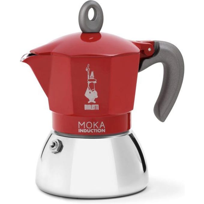Bialetti Moka Induction Percolator 4 Kops Rood – Espresso Maker – Inductie Geschikt – Aluminium & RVS