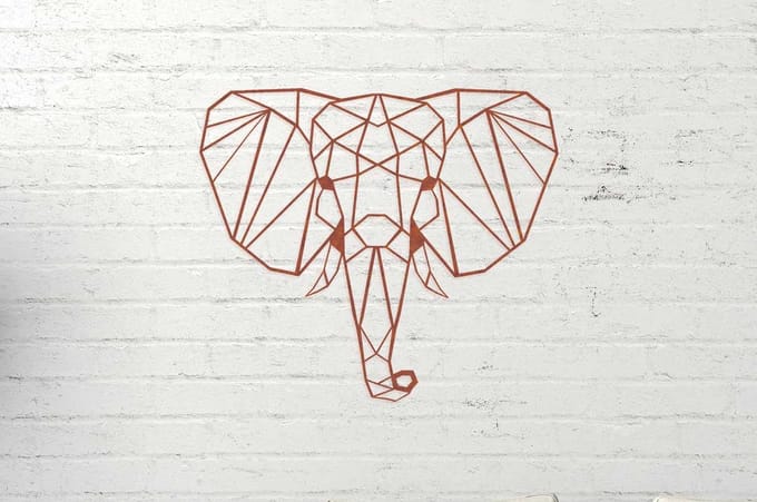 Wanddecoratie Olifant/ Elephant roestmetaal, 141606, 38,1x43,4cm