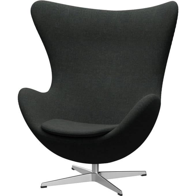 Fritz Hansen Het ei - ReWool 198 zwart/natuur - aluminium