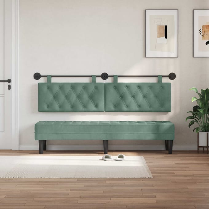 vidaXL - Hangend - hoofdbord - Zeegroen - Fluweel