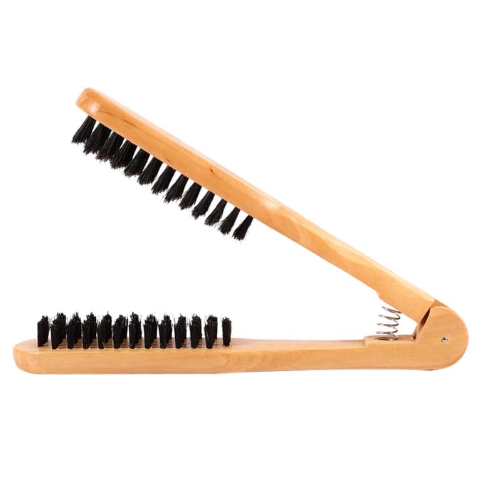 Peigne de Coiffure Professionnel Double Brosses Bois Antistatique Outil Lisseur de Cheveux beige