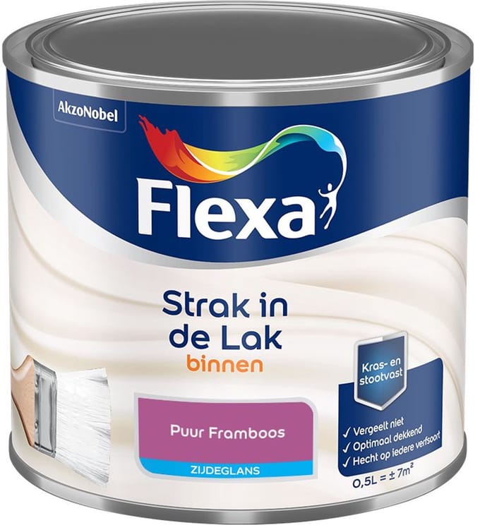 Flexa - Strak In De Lak Binnenlak Zijdeglans - Puur Framboos - Mengverf - 500 Ml