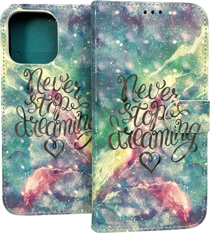 Portemonnee Book Case Hoesje Geschikt voor: iPhone 13 Pro Max - Never Stop Dreaming Print