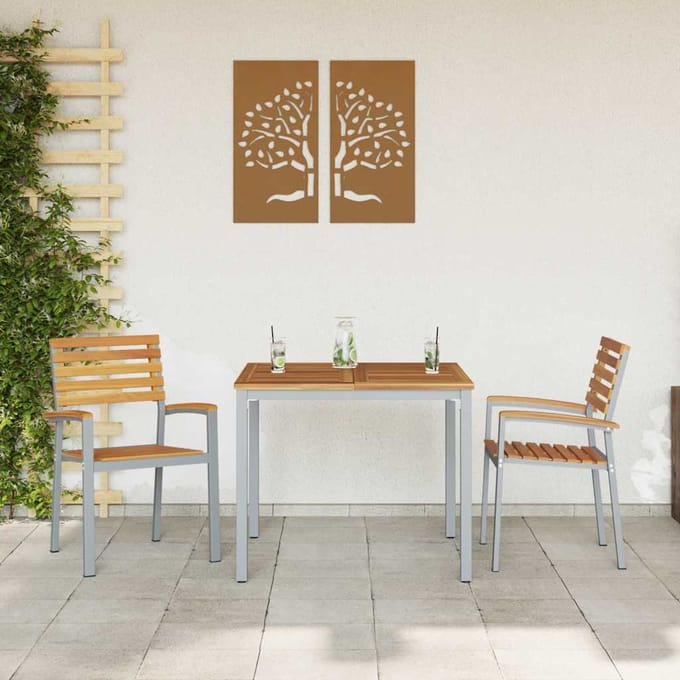 vidaXL - Tuinstoel - 2 - st - Bruin - Massief - Acacia - Hout - Stapelbaar