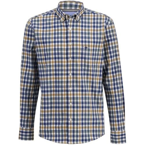 Fynch-Hatton Overhemd Cotton Check Button Down Pale Berry / male