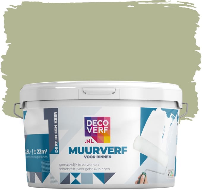 Decoverf muurverf mat lindegroen, 2.5L