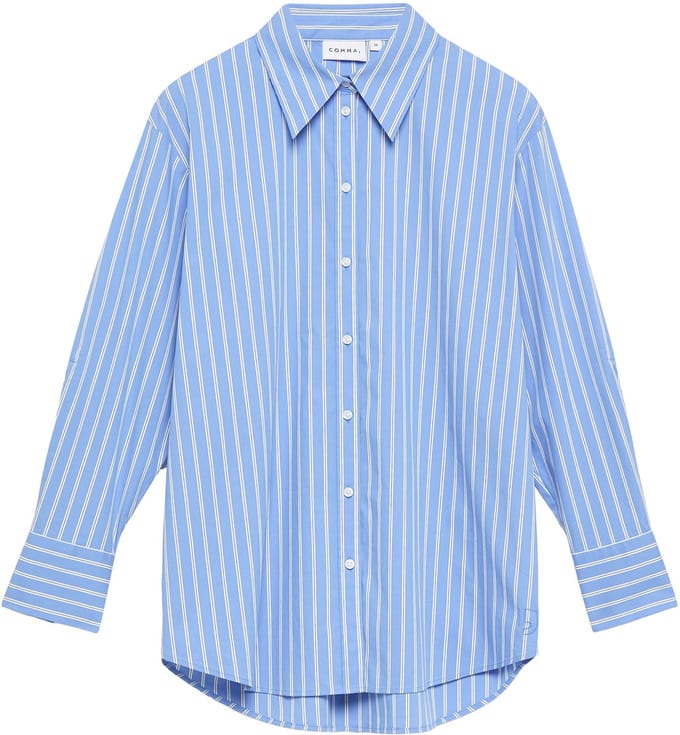 Oversized lange gestreepte popeline blouse dames COMMA