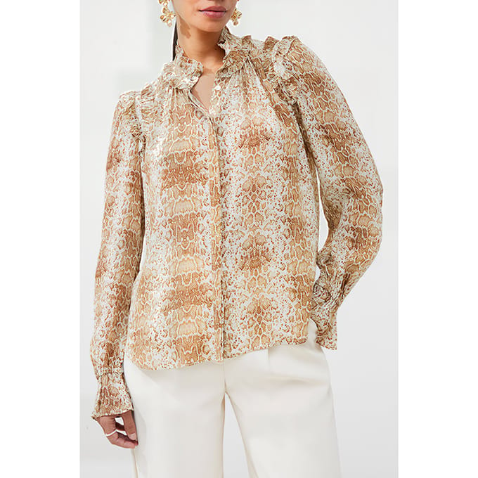 French Connection Snake Smooth Gtte Ruffle Shirt Misc. Taglia: M | Magliette intime Outlet | Donna